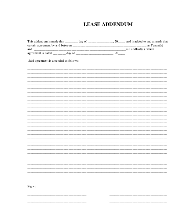 addendum to lease agreement template 27 images of residential 