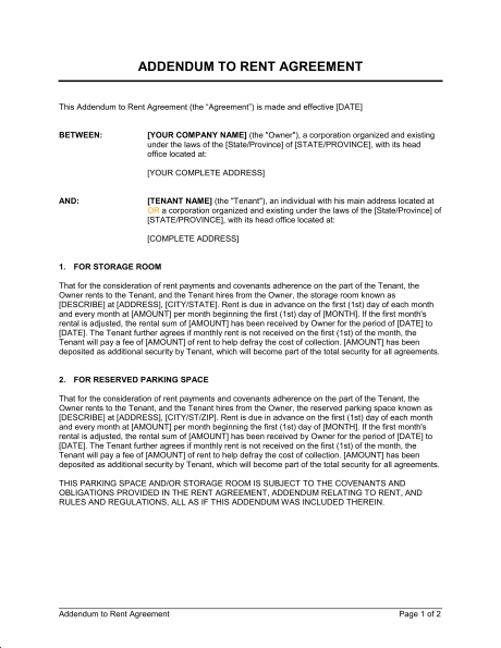 addendum to lease agreement template addendum to lease agreement 