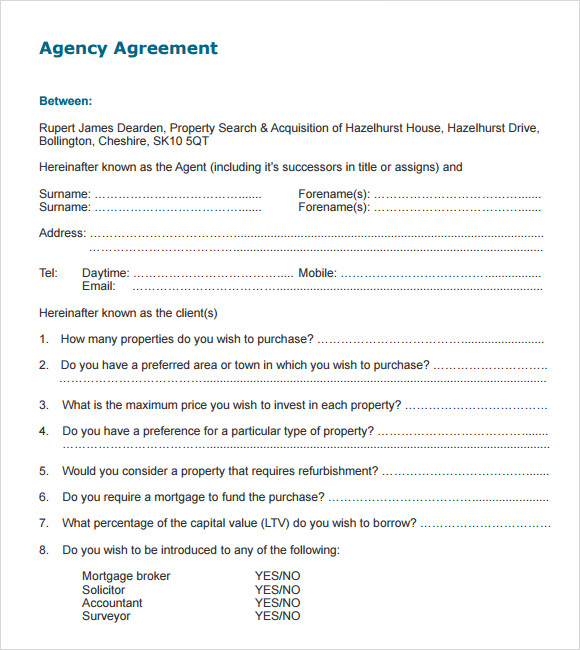 broker agent agreement template sample agency agreement template 9 
