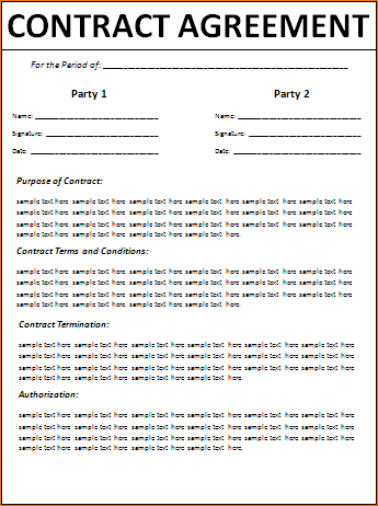 6+ Agreement Contract Template | Timeline Template