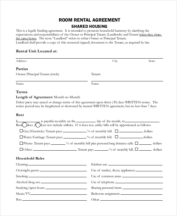 rental agreement contract template sample rental agreement 
