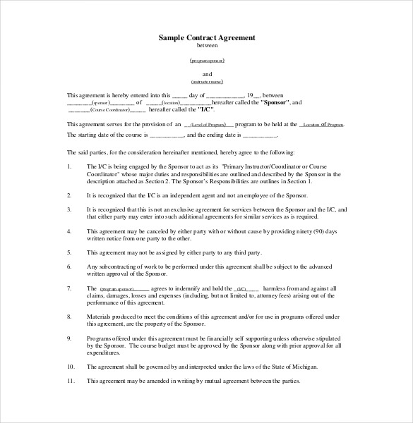 agreement contract template pdf contract agreement template 19 