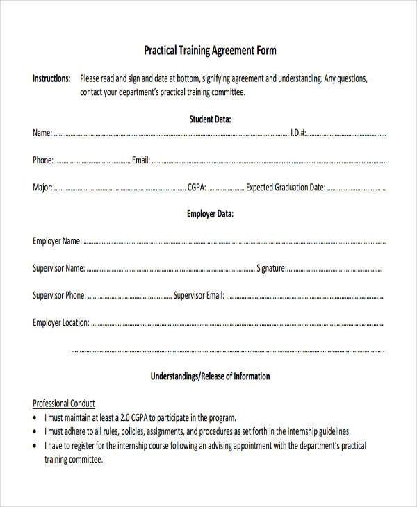 8+ Training Agreement Form Samples Free Sample, Example Format 