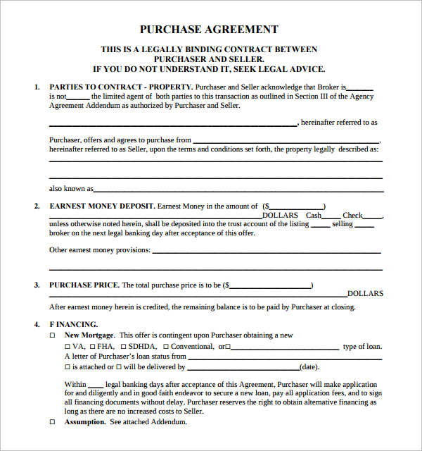 real estate purchase agreement template property purchase 
