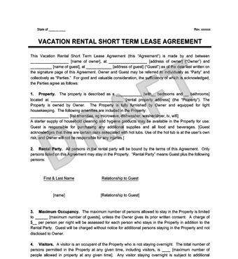 Vacation Rental Short Term Lease Agreement | Create & Download
