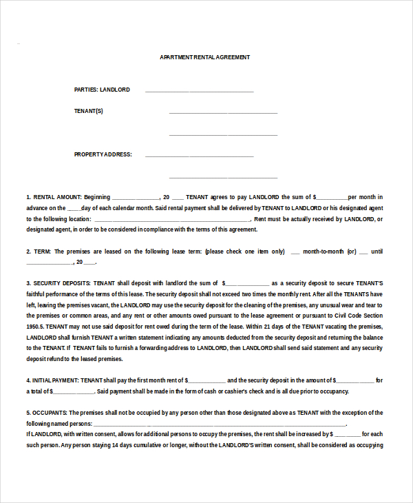 free lease agreement template download 13 apartment rental 