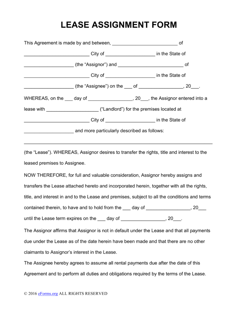 Free Assignment of Lease Form PDF | Word | eForms – Free 