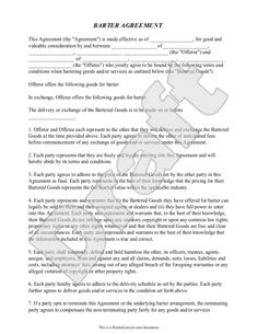 Barter Agreement Template Fill Online, Printable, Fillable 