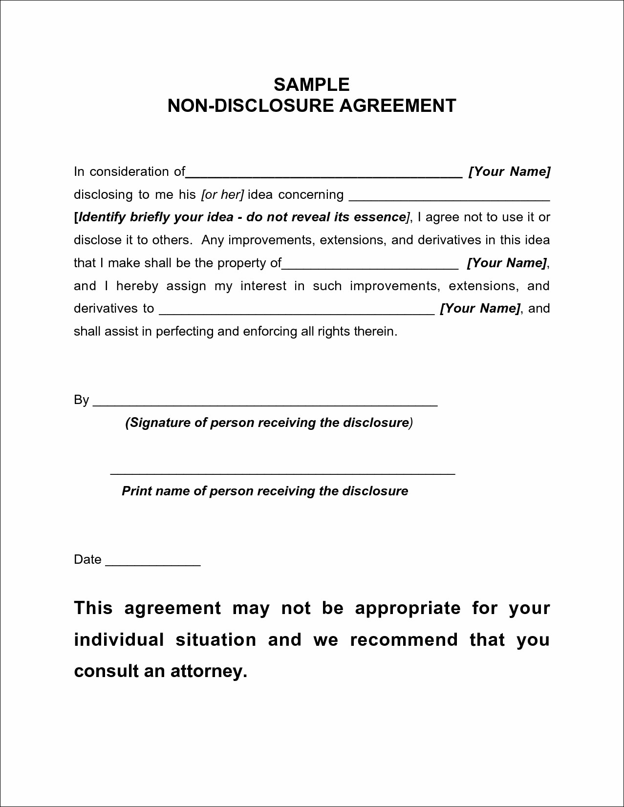 Non Disclosure Agreement Templates Word non disclosure agreement 