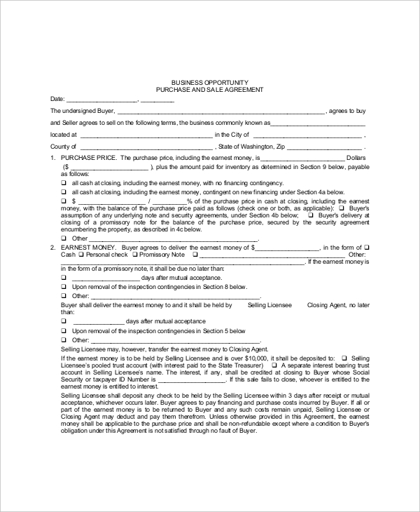Sample Purchase Agreement Forms 10 Free Documents in PDF, Word