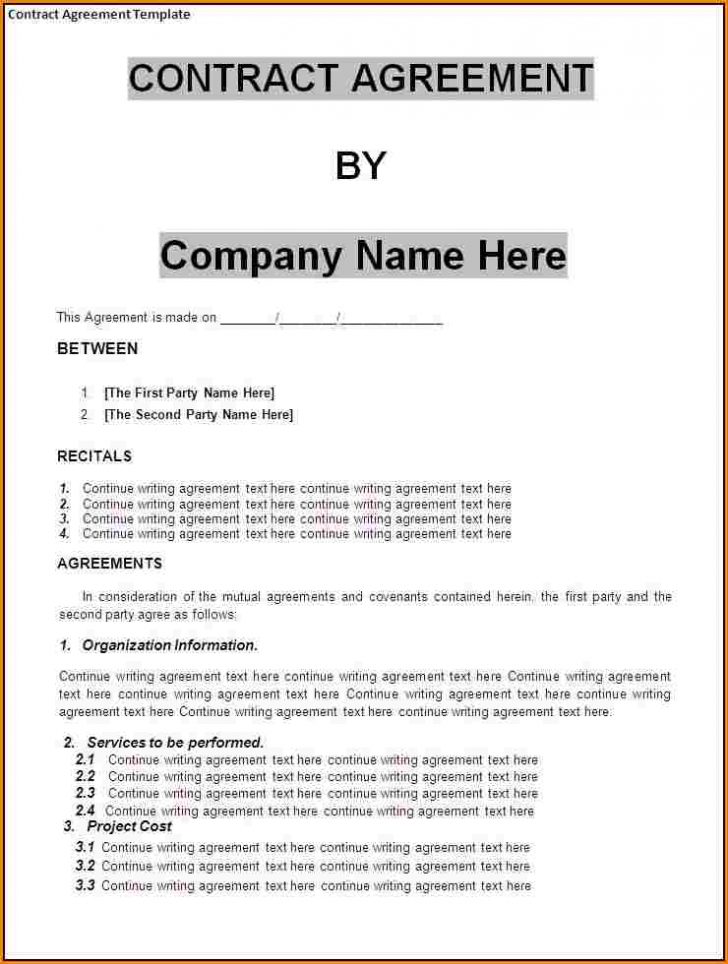 business agreement contract template mutual agreement contract 