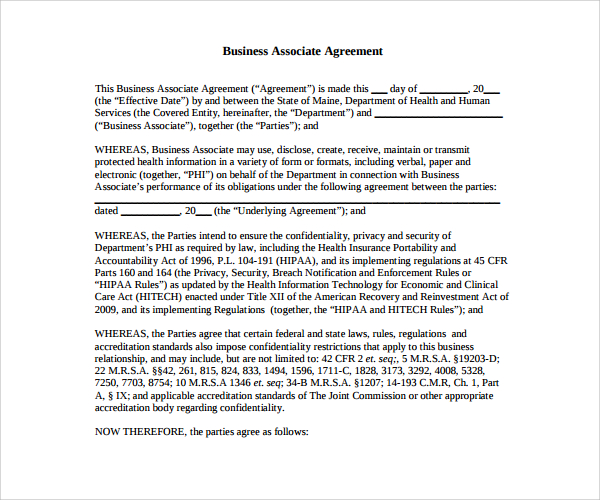 hipaa business associate agreement template 2016 hipaa business 
