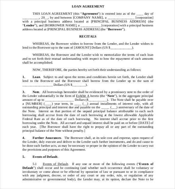 business to business loan agreement template business loan 