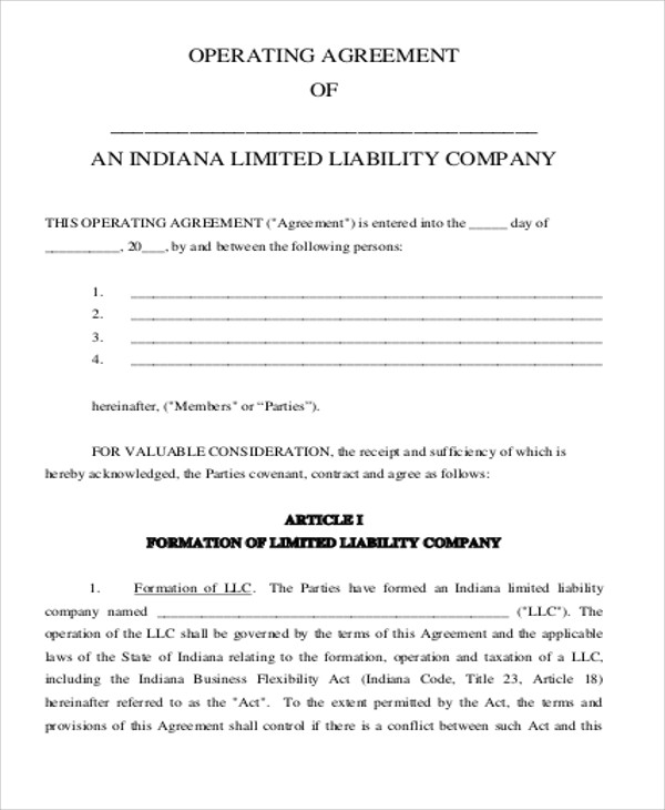 8+ Sample Business Operating Agreements | Sample Templates