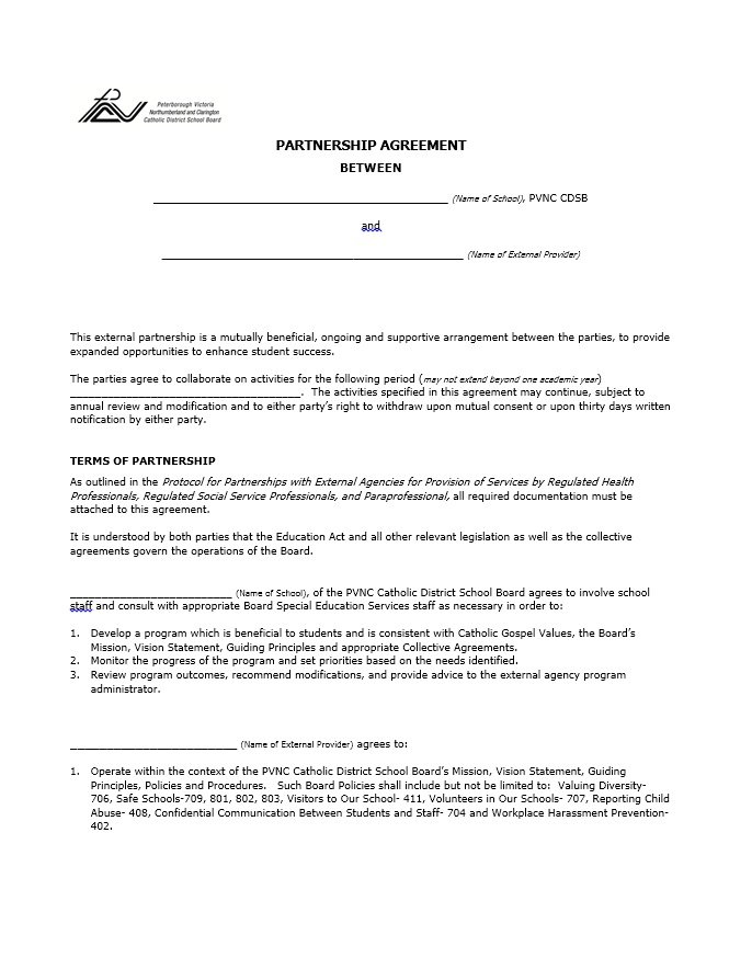 educational partnership agreement template template for business 