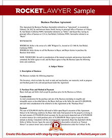 Business Purchase Agreement Contract Form with Template & Sample