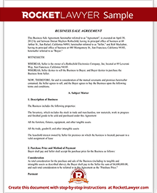 Business Sale Agreement Contract Form with Template & Sample