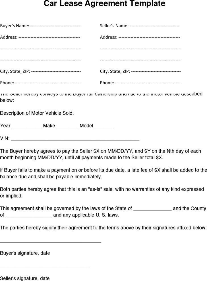 simple vehicle lease agreement template vehicle lease agreement 