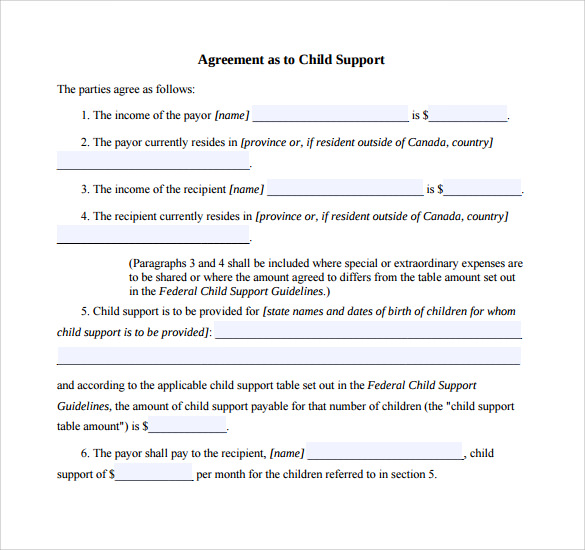 child support agreement template support agreement template child 