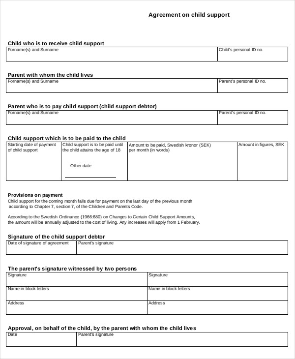 child support agreement template voluntary child support agreement 