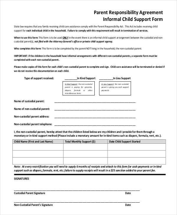 Child Support Agreement Form | beneficialholdings.info