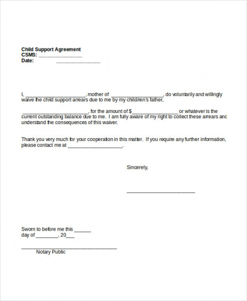 Child Support Agreement Template Free Download Sample Child 