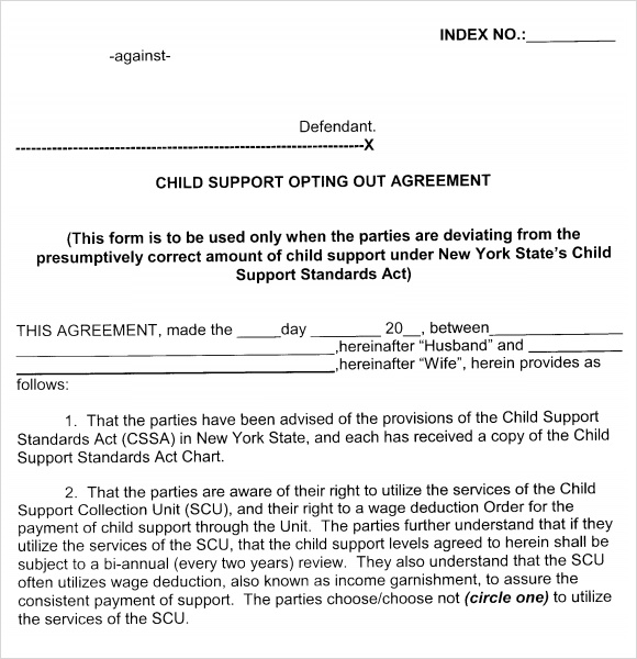 child support payment agreement template child support payment 