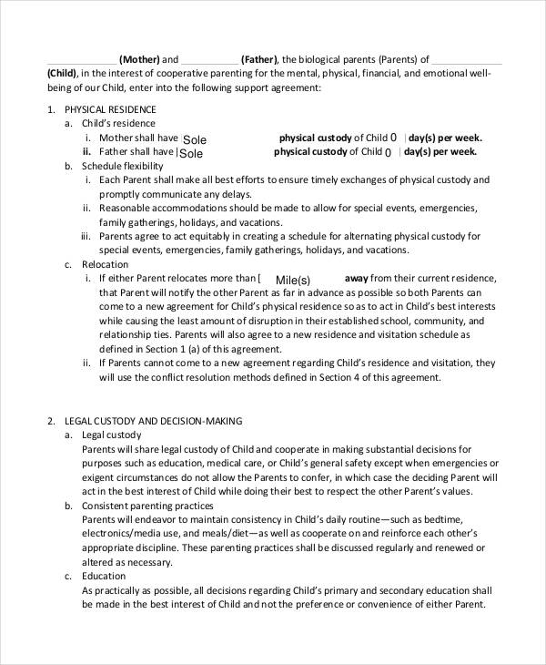 legal support agreement template 10 child support agreement 