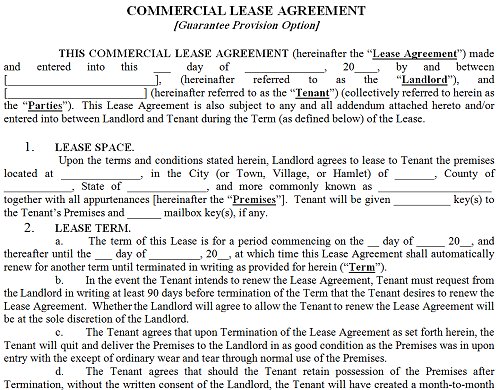 Free Commercial Lease Agreement Template Domosenstk Lease For 