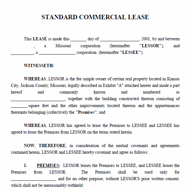Lease For Commercial Property Template Lease Agreement Commercial 