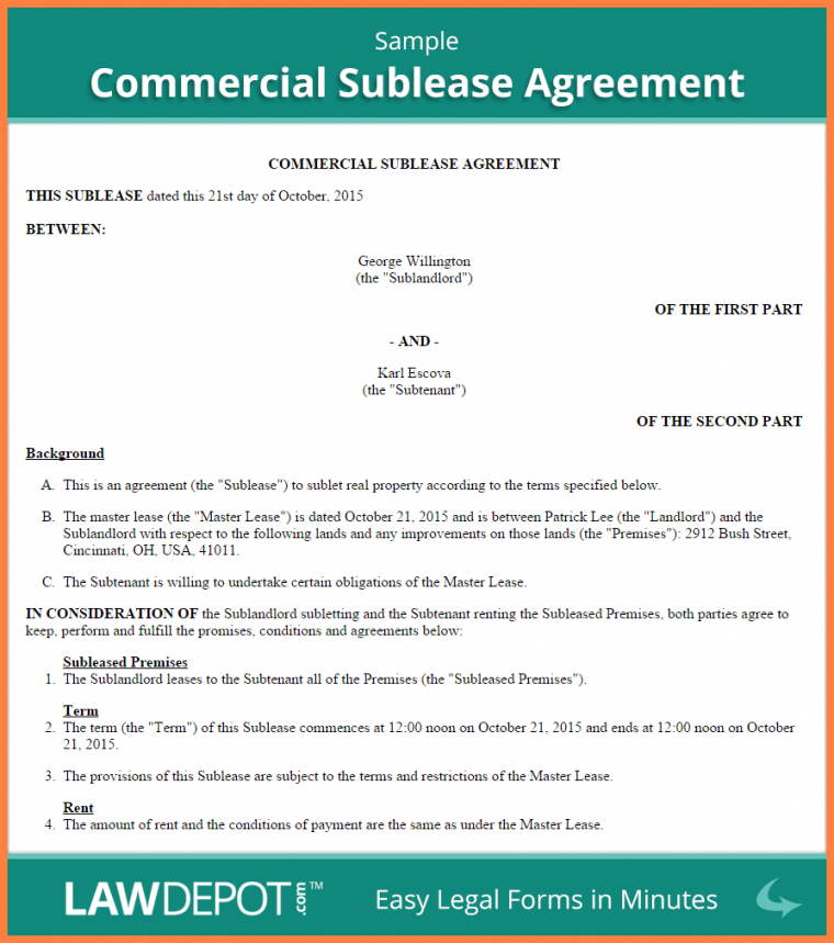 commercial sublease agreement Ecza.solinf.co