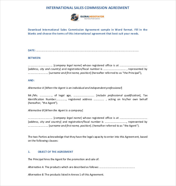 commission sales agreement template free commission agreement 