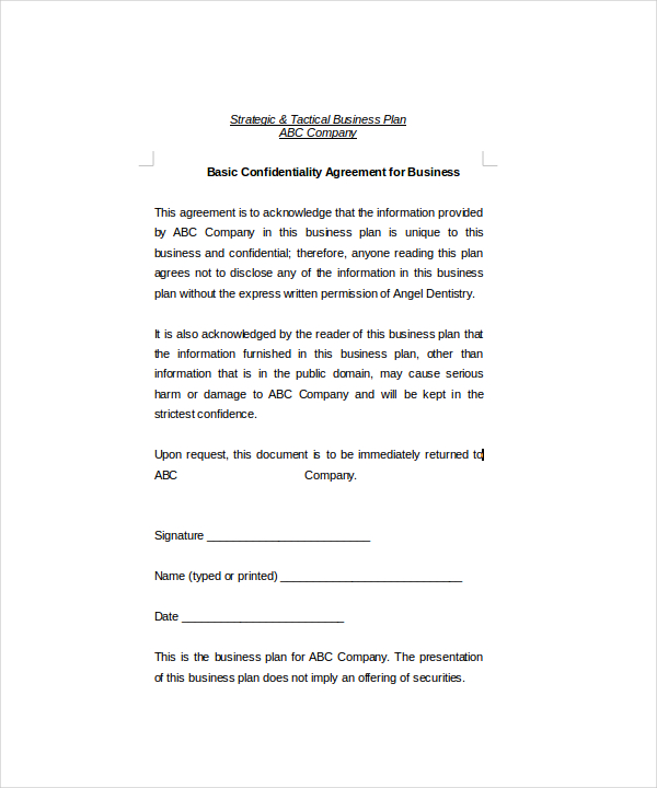 Basic Confidentiality Agreement – 18+ Free Word, PDF Documents 