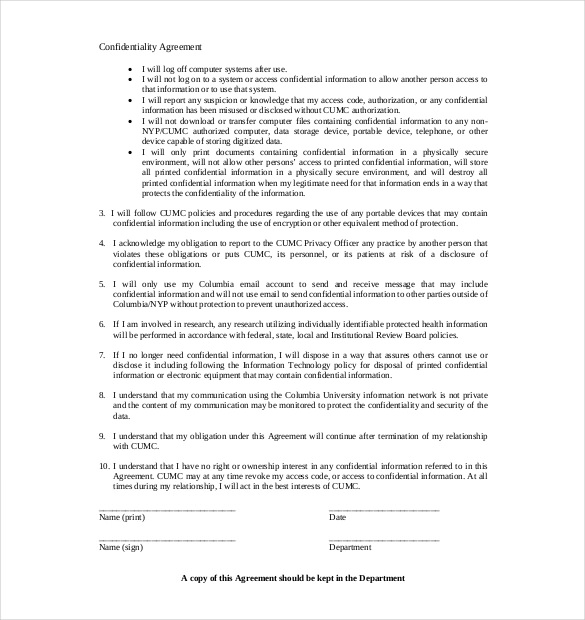 Confidentiality Agreement Template – 15+ Free Word, Excel, PDF 