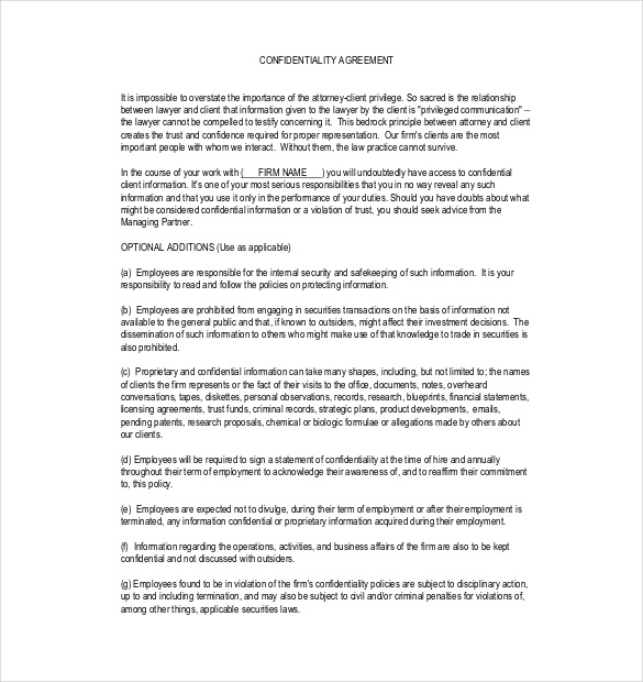 Confidentiality Agreement Template – 15+ Free Word, Excel, PDF 