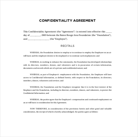 Confidentiality Agreement Templates 9+ Free Word Documents 