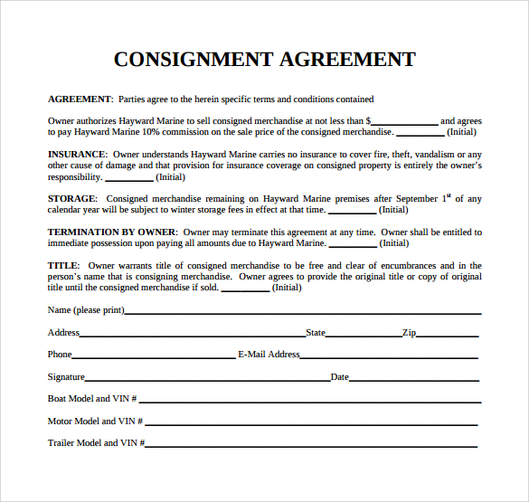 consignment stock agreement template consignment agreement 