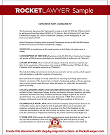 Construction Contract Template Construction Agreement Form