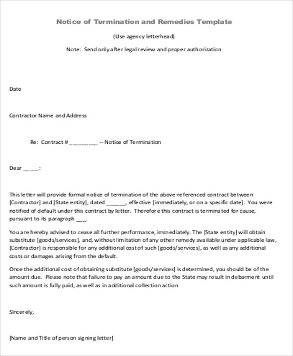 8+ Sample Contract Agreement Letters | Sample Templates