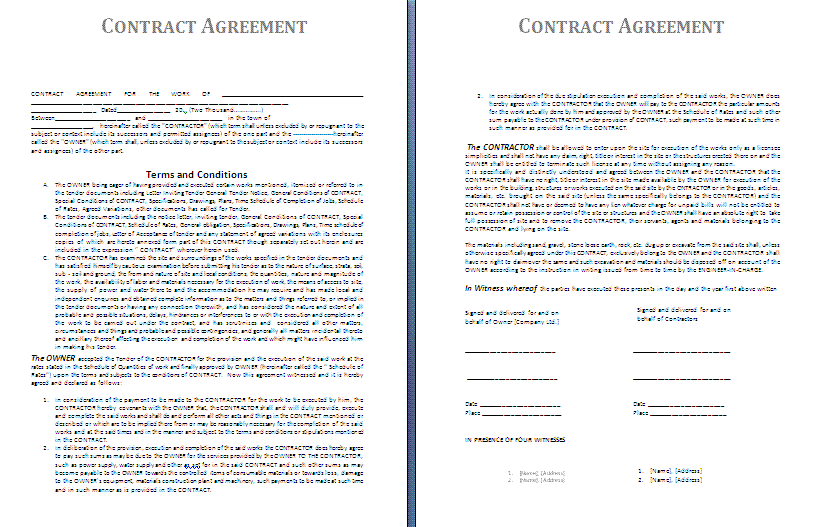 sample contract agreement template 6 agreement contract template 