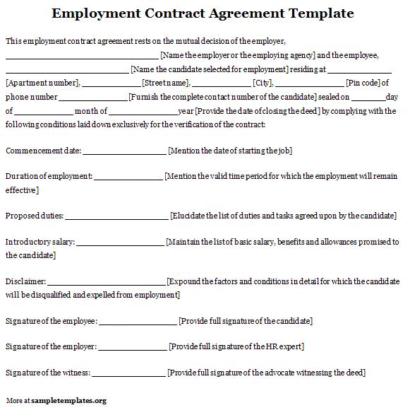 job contract agreement template work agreement contract template 
