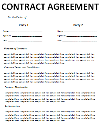 contractual agreement template writing contract agreements ideas 
