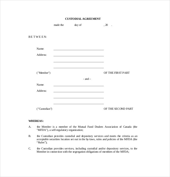 10+ Custody Agreement Templates – Free Sample, Example, Format 