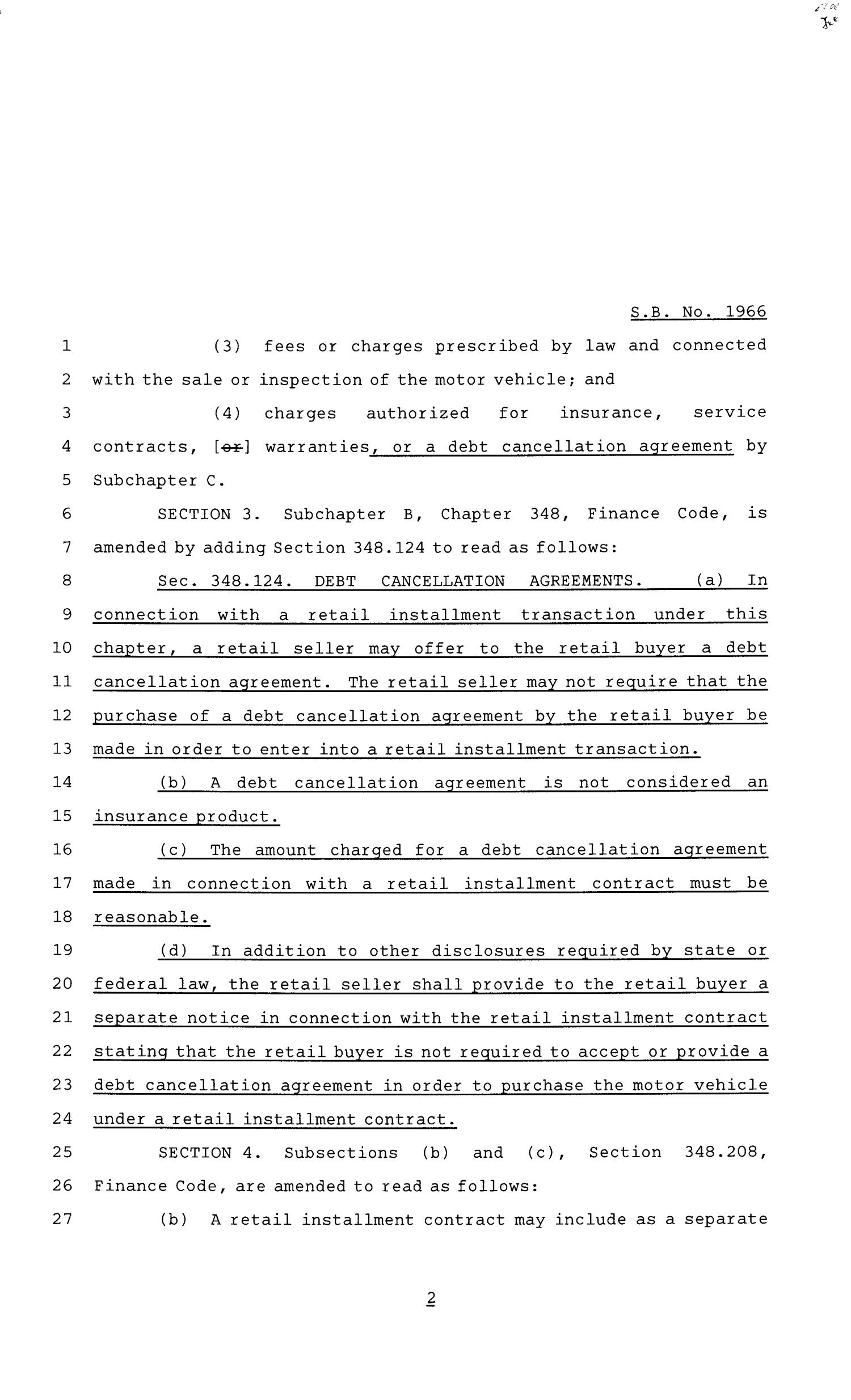 81st Texas Legislature, Senate Bill 1966, Chapter 149 Page 2 of 