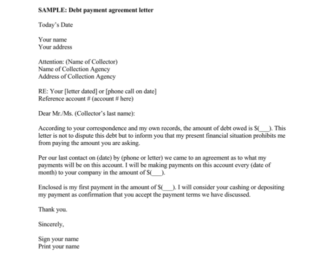 debt settlement agreement letter template settlement agreement 
