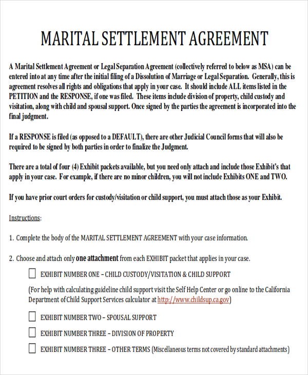 Free Legal Form Divorce Agreement Sample Of Divorce Agreement 