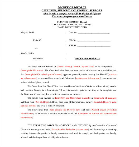 Divorce Settlement Agreement Template (with Sample)