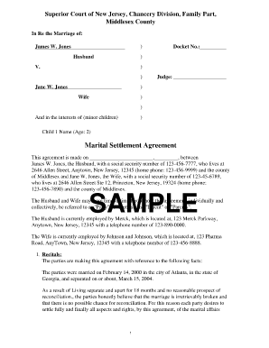 Divorce Settlement Agreement Template (with Sample)