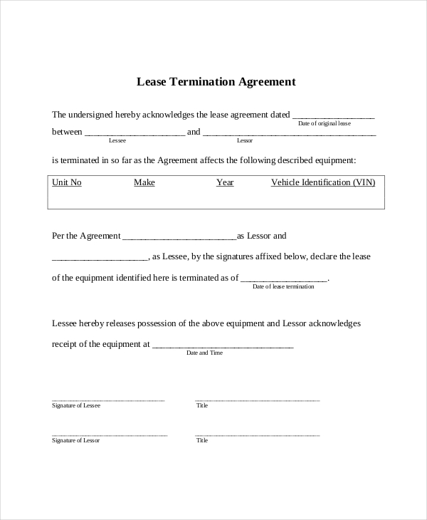 Sample Lease Termination Agreement Resume Template Sample