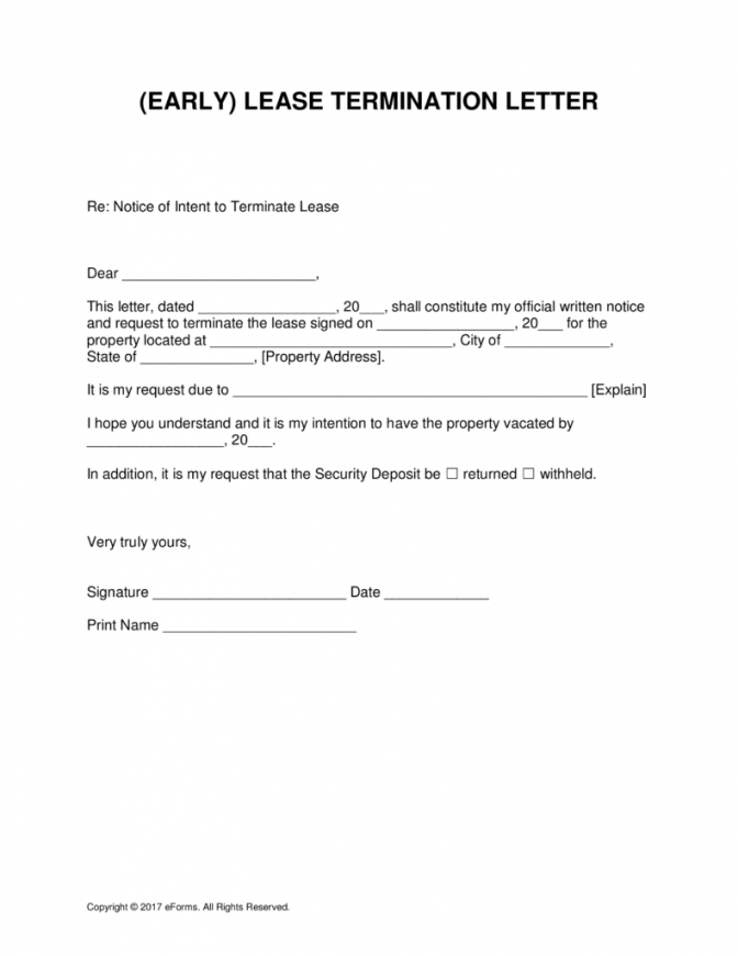 Example Document for Lease Termination Agreement